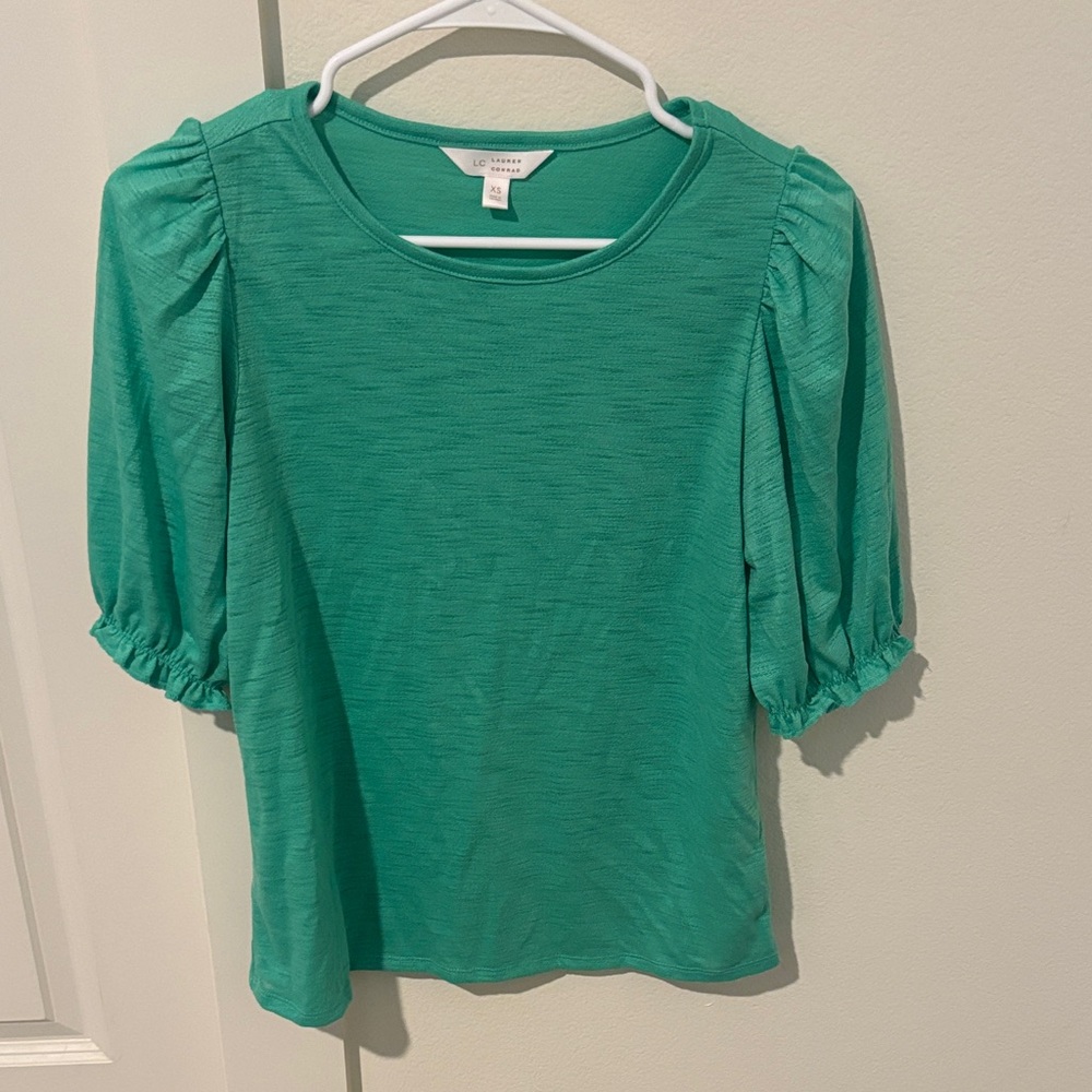Lauren Conrad Teal Puff Sleeve Blouse
